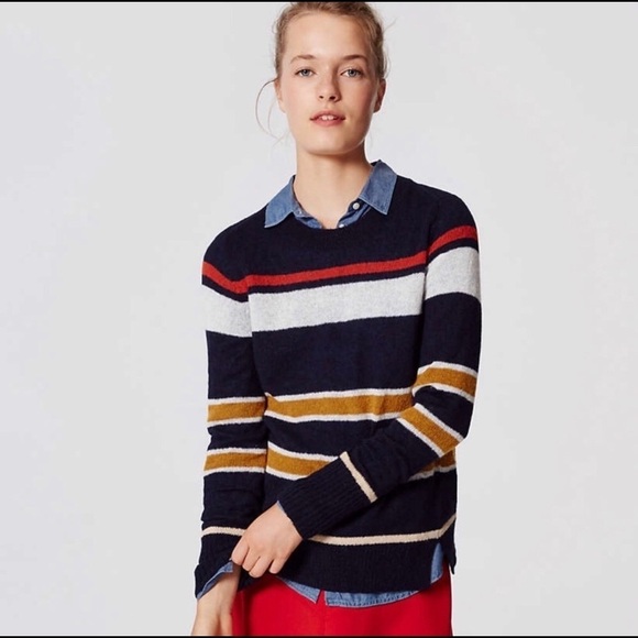 Loft🔥SALE🔥 navy stripe sweater.medium petite NWT - Picture 1 of 6